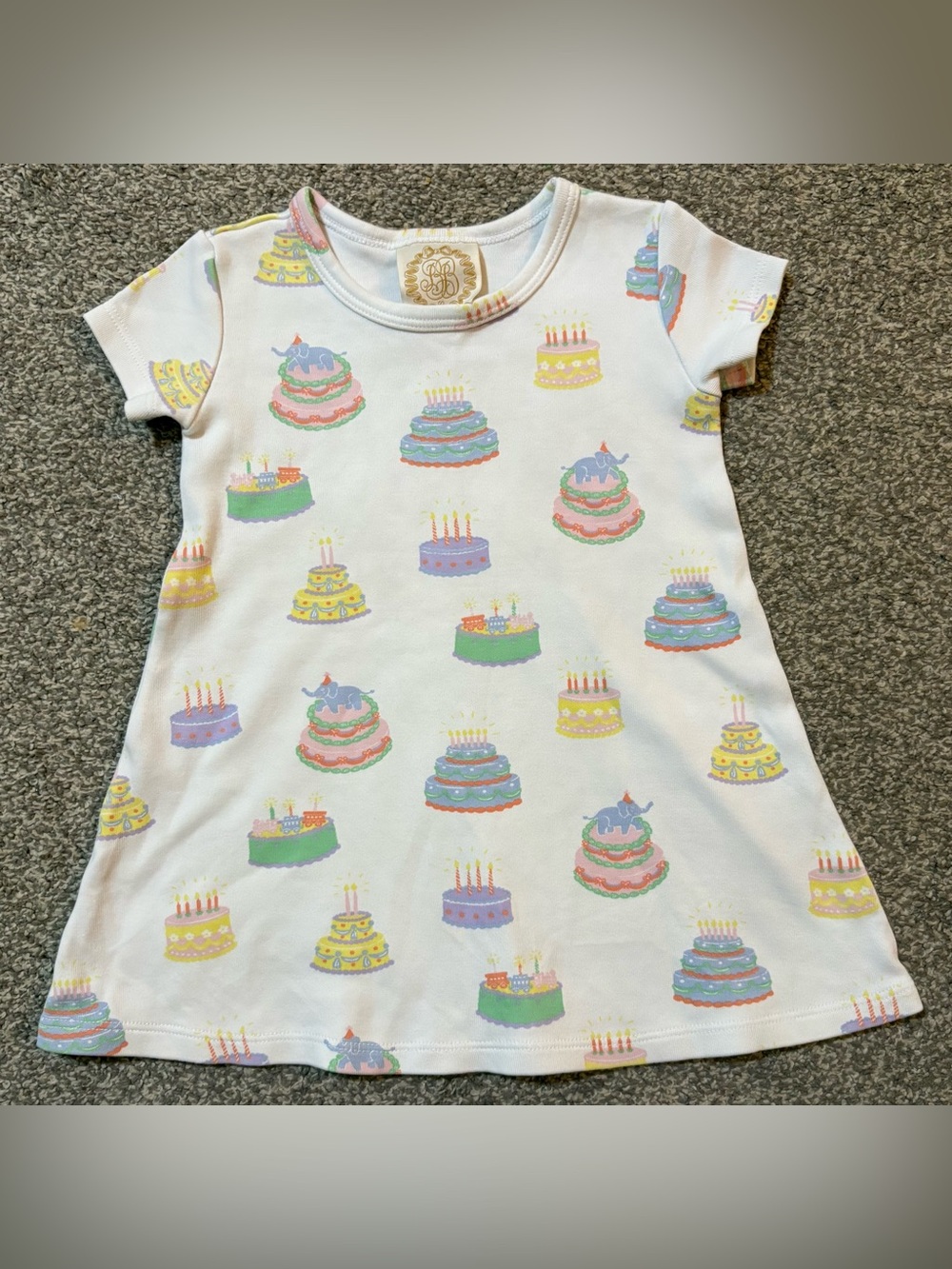 The Beaufort Bonnet Company White Dress with Pastel Cake Print